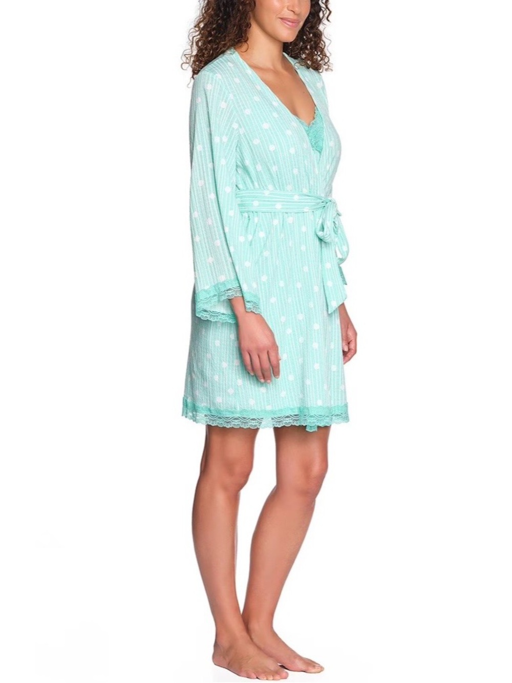 🤍 LOFT - NWT - Light Mint Green Women's Robe & Nightgown Set - Size: M
